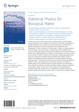 Statistical Physics for Biological Matter