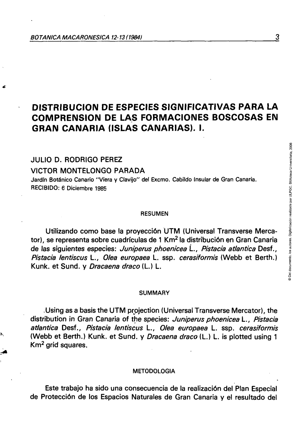 Distribución De Especies Significativas Para La Comprensión De Las