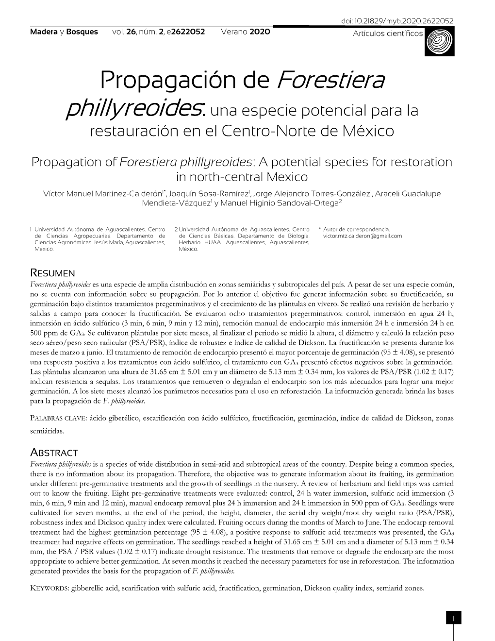 Propagaci N De Forestiera Phillyreoides Una Especie Potencial Para La