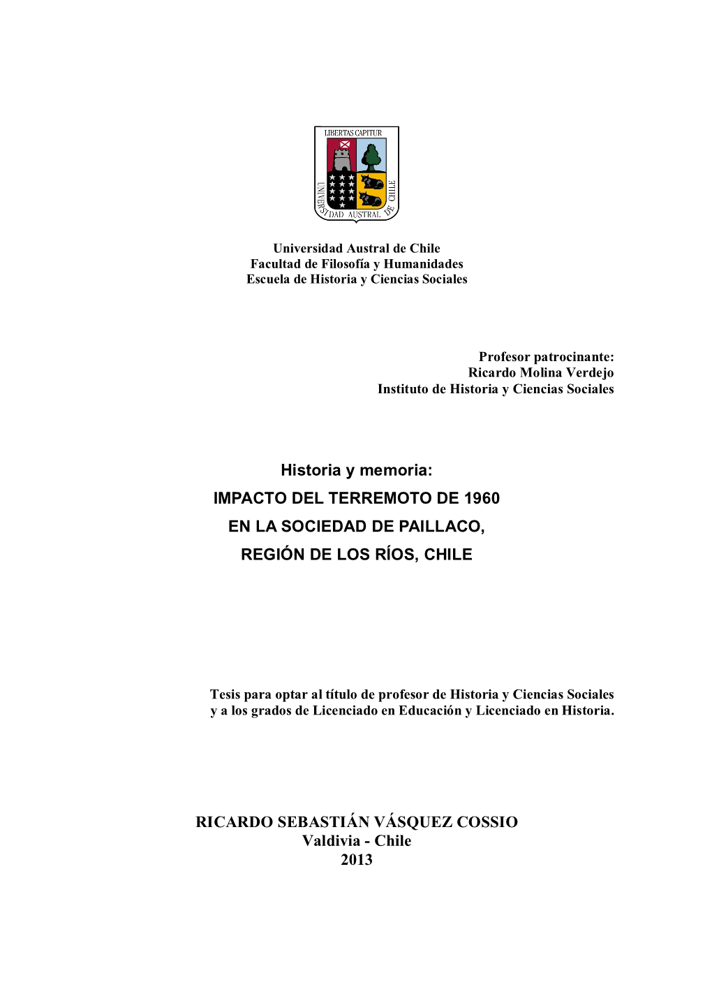 Historia Y Memoria Impacto Del Terremoto De En La Sociedad De