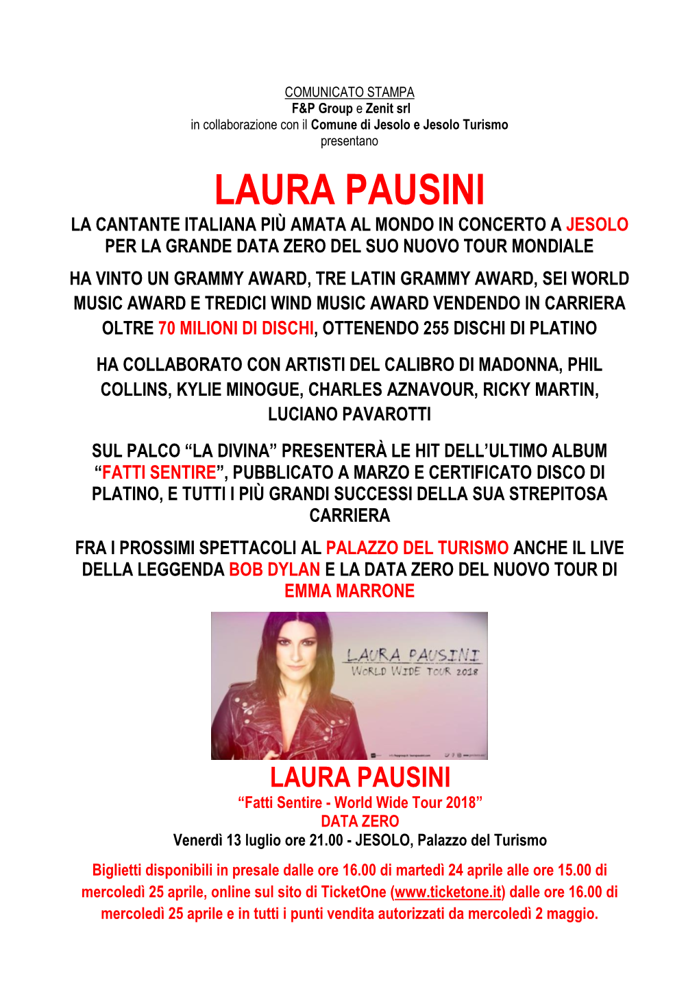 Laura Pausini La Cantante Italiana Più Amata Al Mondo in Concerto a