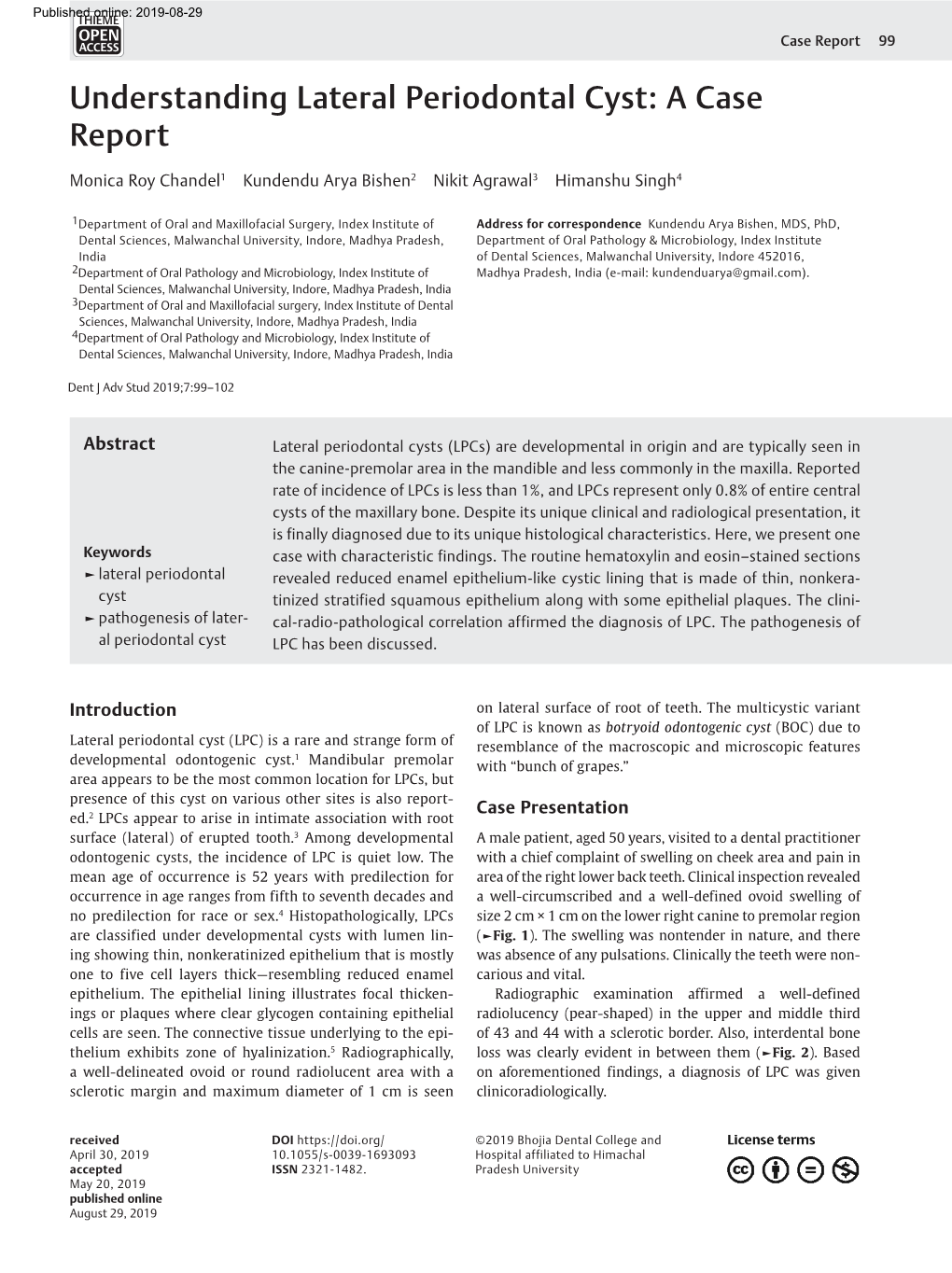 Understanding Lateral Periodontal Cyst A Case Report Docslib