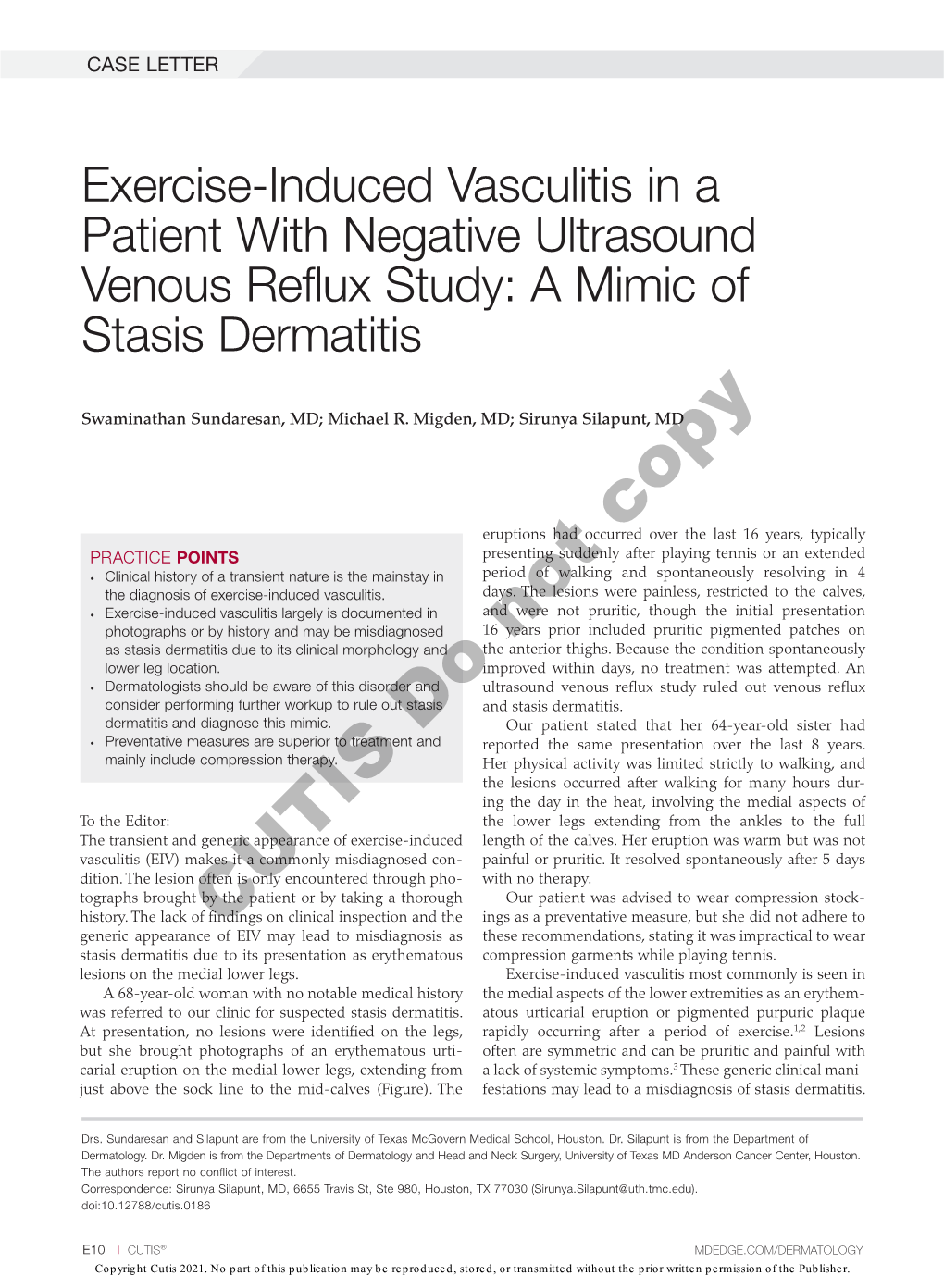 Exercise Induced Vasculitis In A Patient With Negative Ultrasound