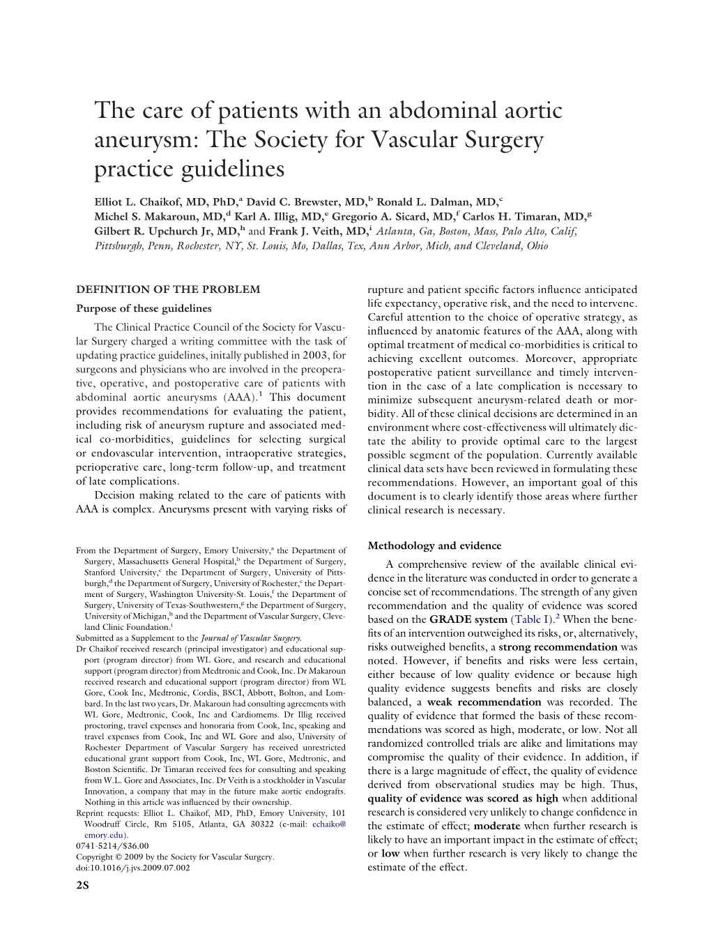 The Care Of Patients With An Abdominal Aortic Aneurysm The Society For Vascular Surgery