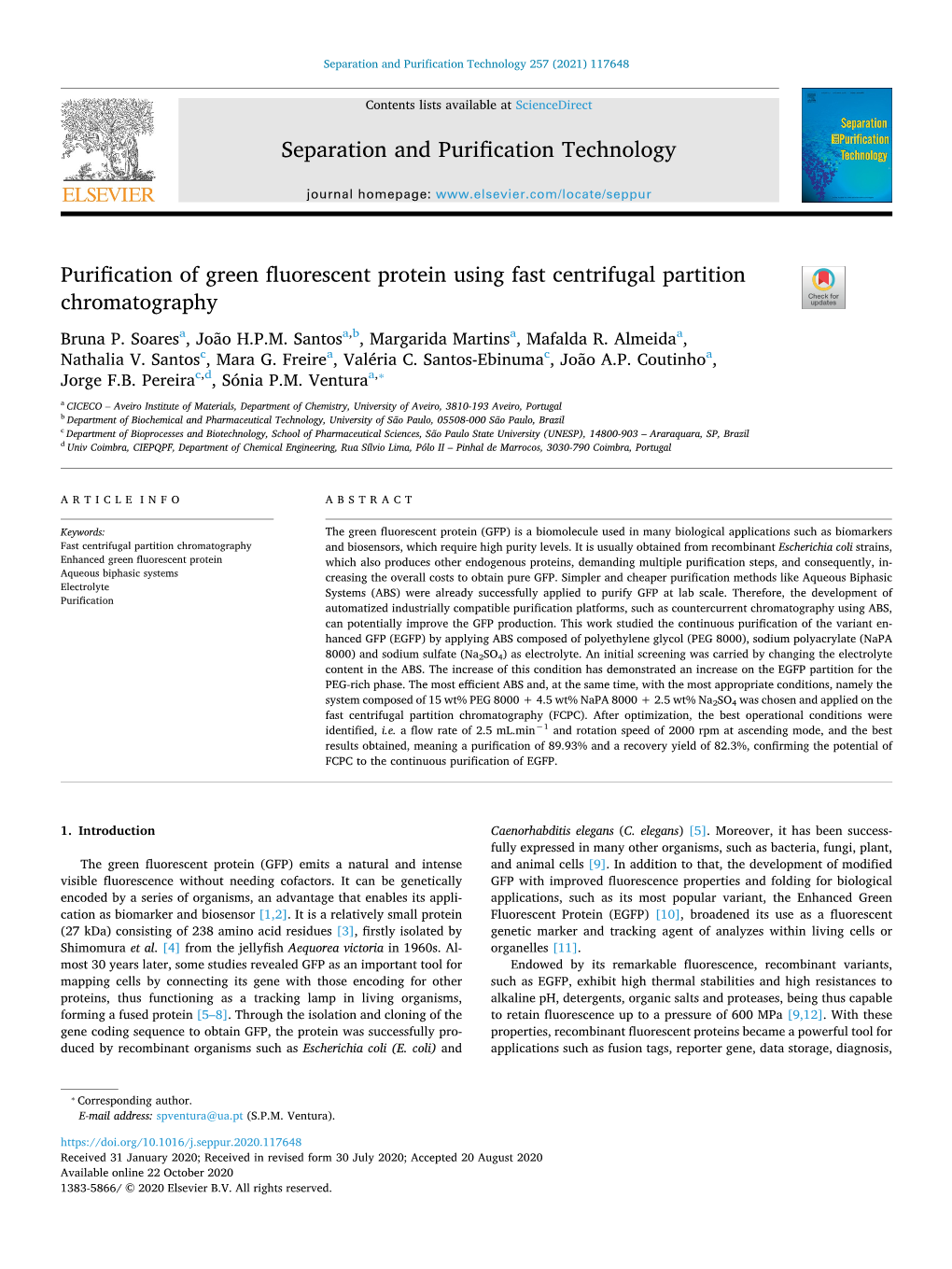 Purification Of Green Fluorescent Protein Using Fast Centrifugal