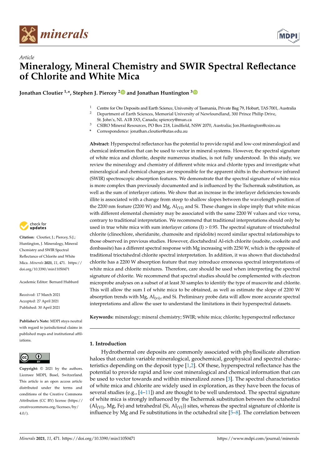 Mineralogy Mineral Chemistry And SWIR Spectral Reflectance Of DocsLib