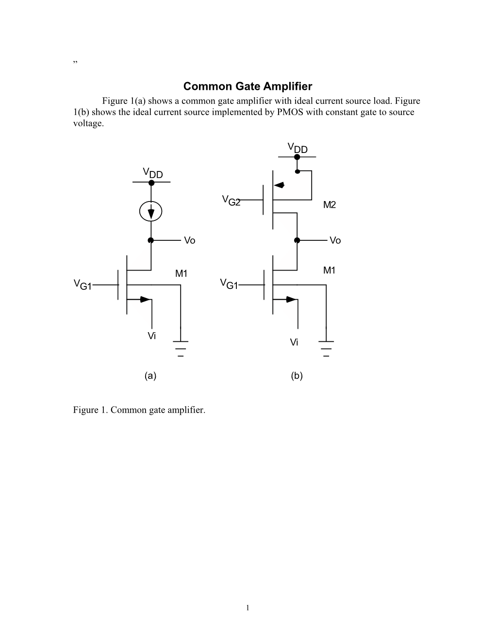 Common Gate Amplifier Figure A Shows A Common Gate Amplifier With