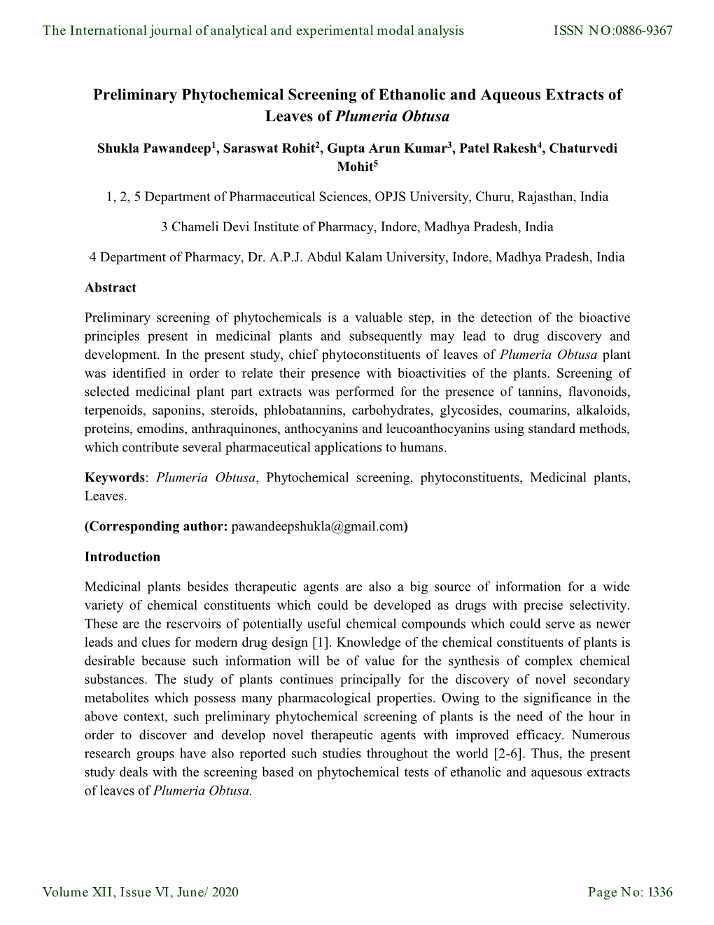 Preliminary Phytochemical Screening Of Ethanolic And Aqueous Extracts