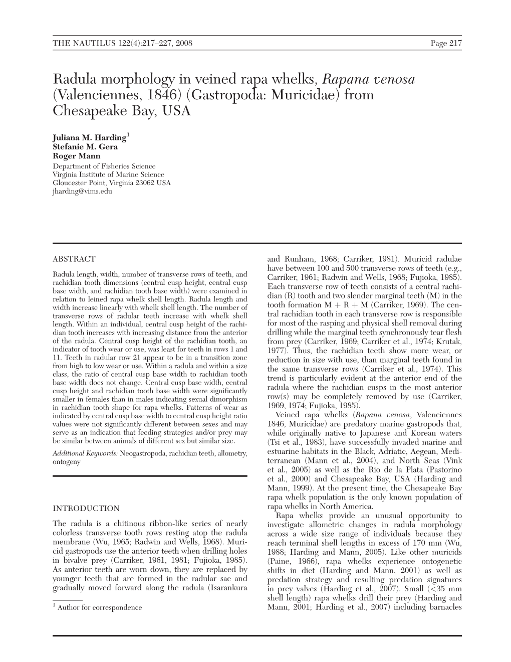 Radula Morphology In Veined Rapa Whelks Rapana Venosa Valenciennes