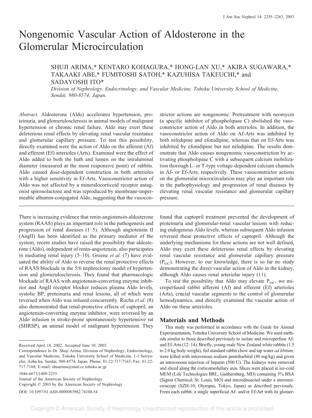 Nongenomic Vascular Action Of Aldosterone In The Glomerular