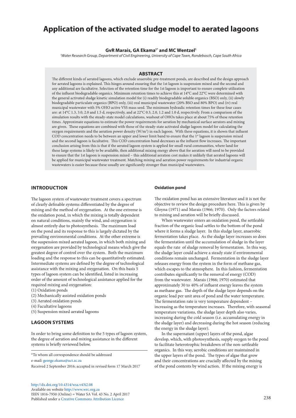 Application Of The Activated Sludge Model To Aerated Lagoons DocsLib