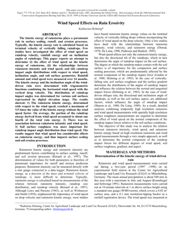 Wind Speed Effects on Rain Erosivity