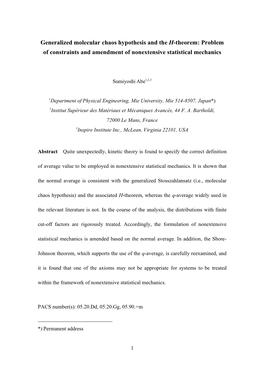 Generalized Molecular Chaos Hypothesis and the H-Theorem: Problem of Constraints and Amendment of Nonextensive Statistical Mechanics