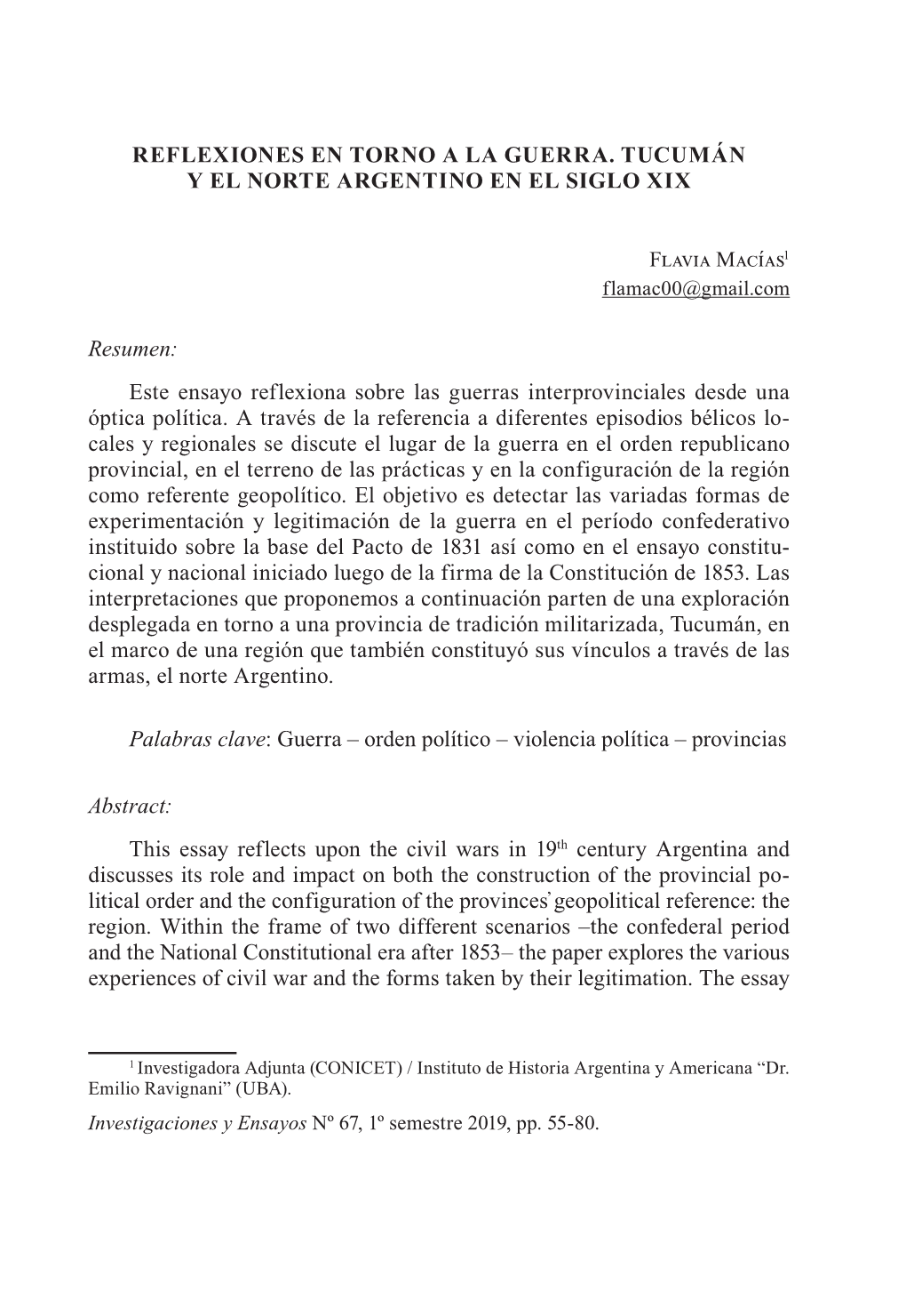 Reflexiones En Torno A La Guerra Tucum N Y El Norte Argentino En El