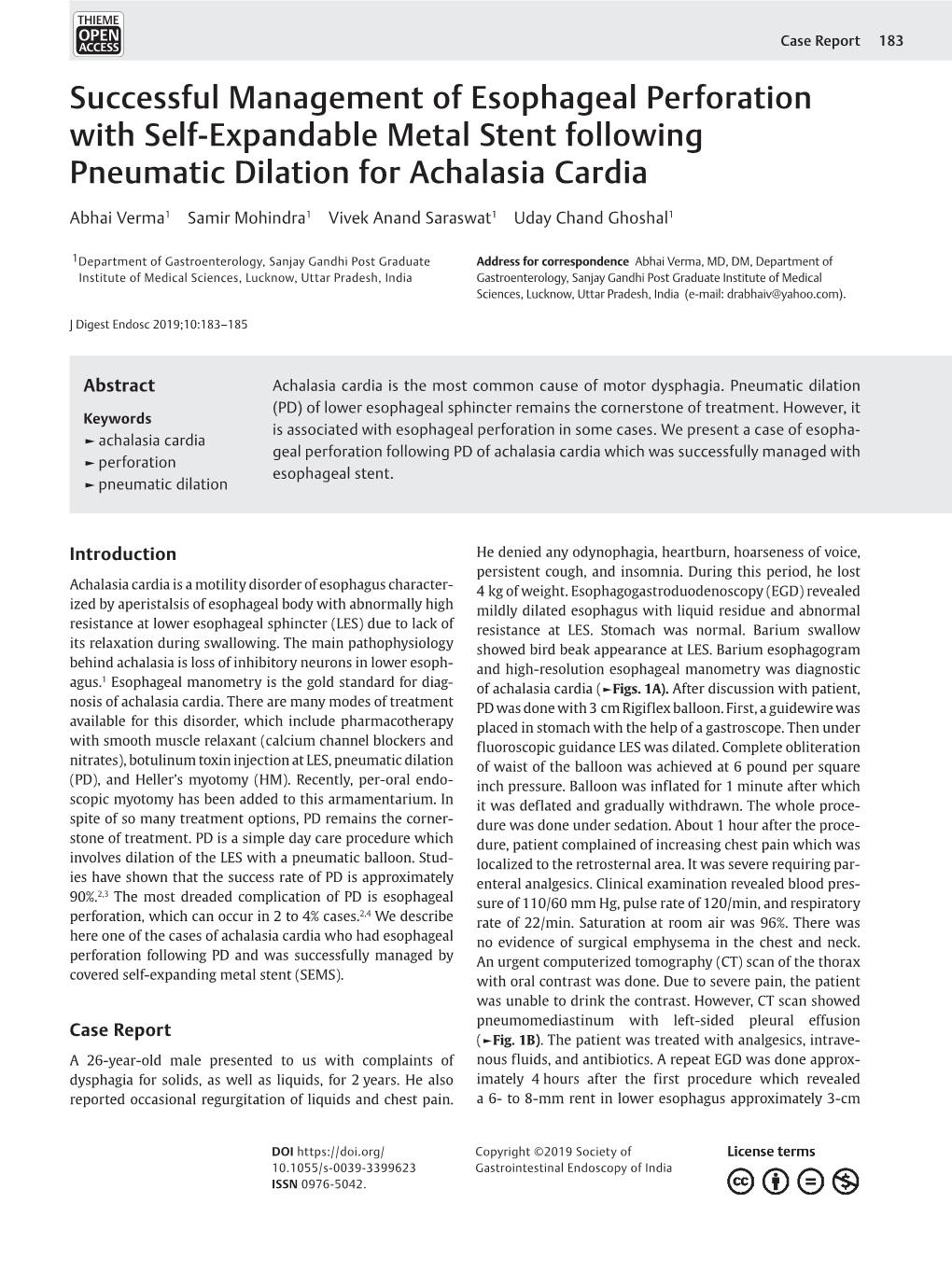 Successful Management Of Esophageal Perforation With Self Expandable