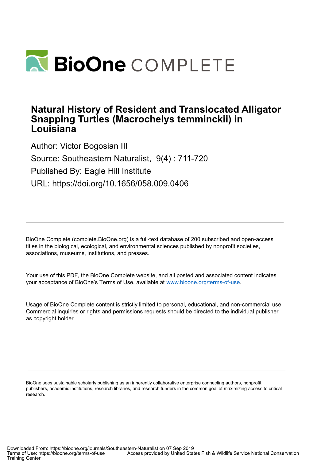 Natural History Of Resident And Translocated Alligator Snapping Turtles