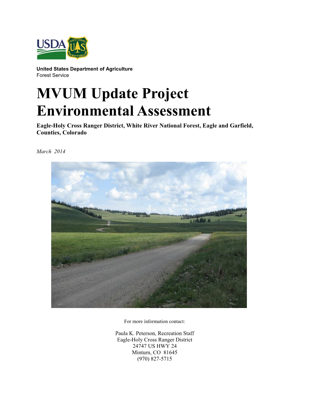 Mvum Update Project Environmental Assessment Eagle Holy Cross Ranger