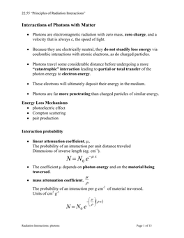 Interactions of Photons with Matter