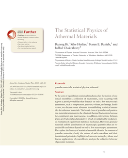 The Statistical Physics of Athermal Materials