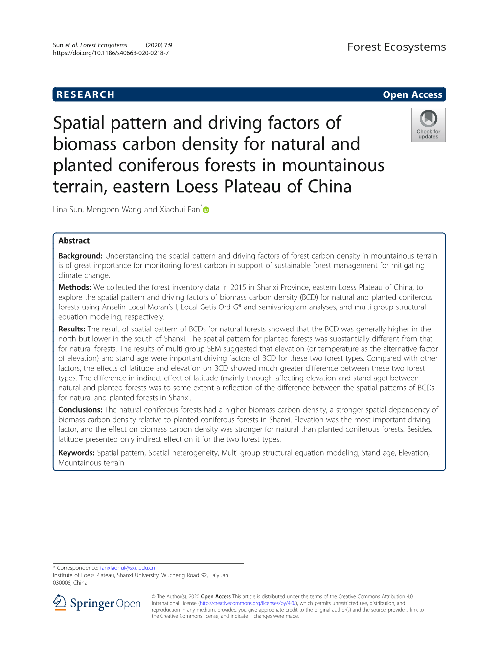 Spatial Pattern And Driving Factors Of Biomass Carbon Density For