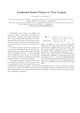 Condensed Matter Physics in Time Crystals