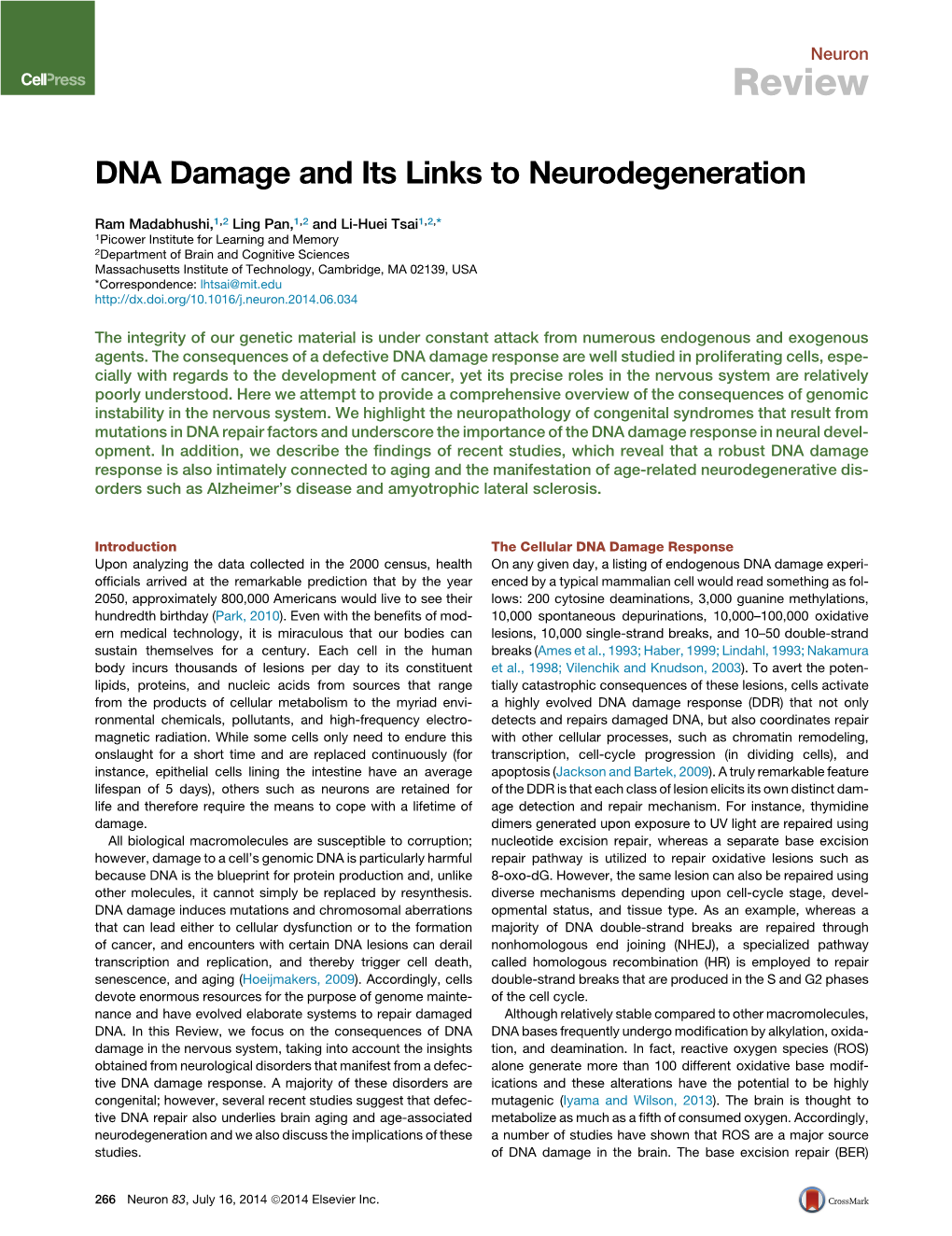 Dna Damage And Its Links To Neurodegeneration Docslib