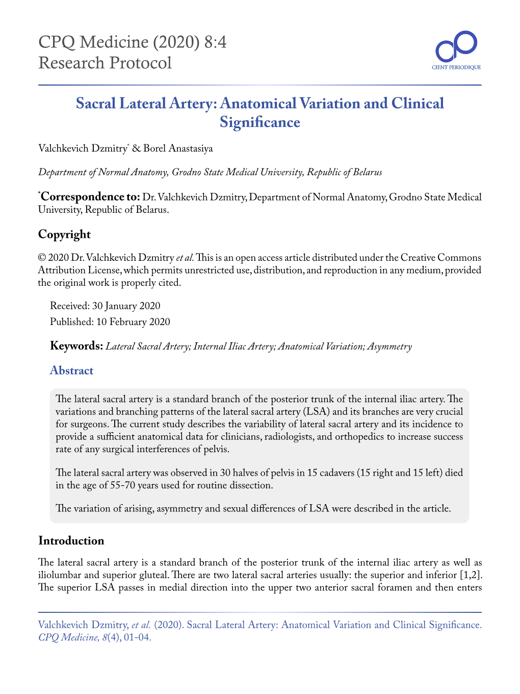 Sacral Lateral Artery Anatomical Variation And Clinical Significance