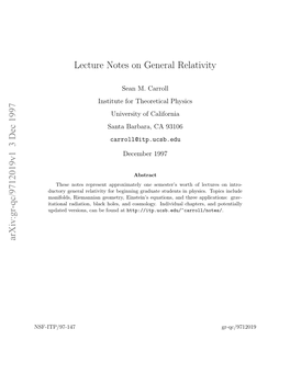 Lecture Notes on General Relativity Sean M