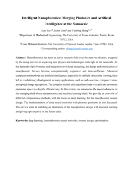 Merging Photonics and Artificial Intelligence at the Nanoscale