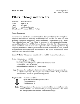 Ethics: Theory and Practice