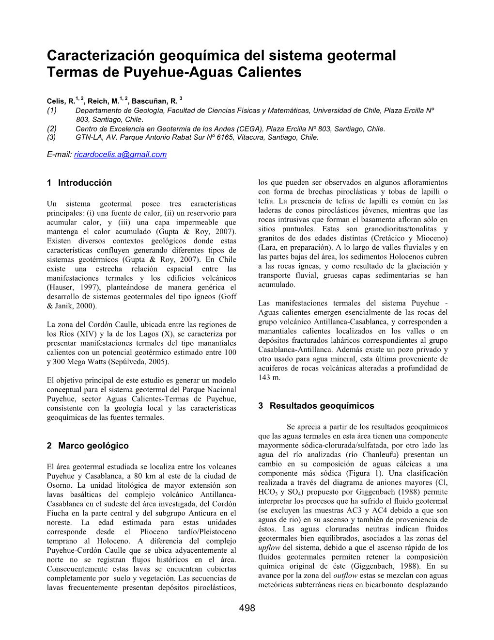 Caracterizaci N Geoqu Mica Del Sistema Geotermal Termas De Puyehue