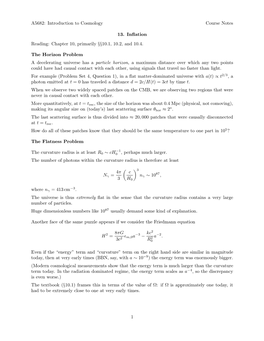 A5682: Introduction to Cosmology Course Notes 13. Inflation Reading