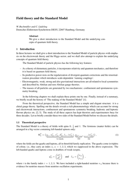 Field Theory and the Standard Model