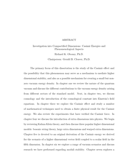 ABSTRACT Investigation Into Compactified Dimensions: Casimir