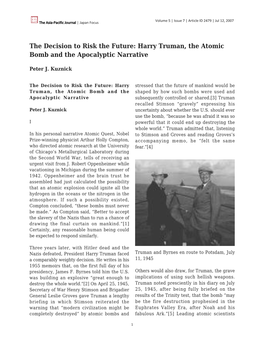 Harry Truman, the Atomic Bomb and the Apocalyptic Narrative