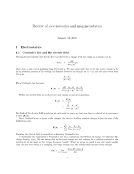 Review of Electrostatics and Magenetostatics