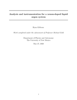 Analysis and Instrumentation for a Xenon-Doped Liquid Argon System