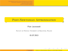 Post-Newtonian Approximation