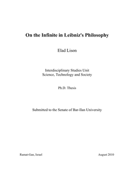 On the Infinite in Leibniz's Philosophy