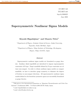 Supersymmetric Nonlinear Sigma Models