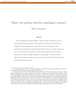 What's the Problem with the Cosmological Constant?