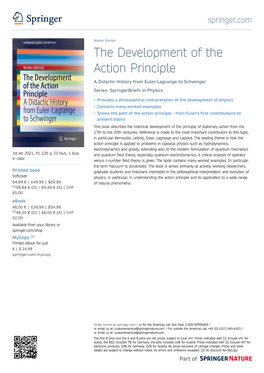 The Development of the Action Principle a Didactic History from Euler-Lagrange to Schwinger Series: Springerbriefs in Physics