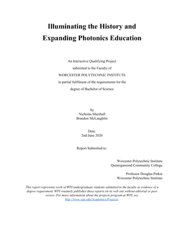 Illuminating the History and Expanding Photonics Education