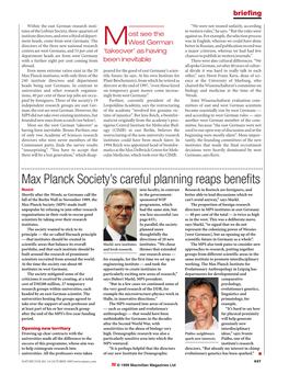 Max Planck Society's Careful Planning Reaps Benefits