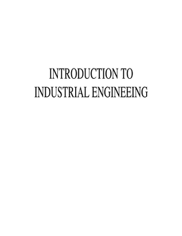 Introduction to Industrial Engineering