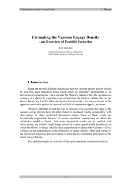 Estimating the Vacuum Energy Density E