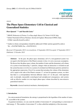 The Phase Space Elementary Cell in Classical and Generalized Statistics