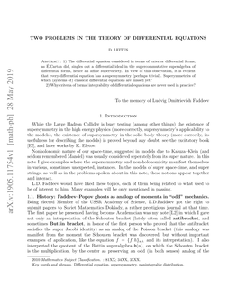Two Problems in the Theory of Differential Equations