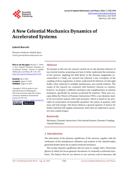 A New Celestial Mechanics Dynamics of Accelerated Systems