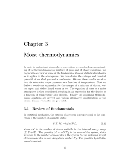 Chapter 3 Moist Thermodynamics